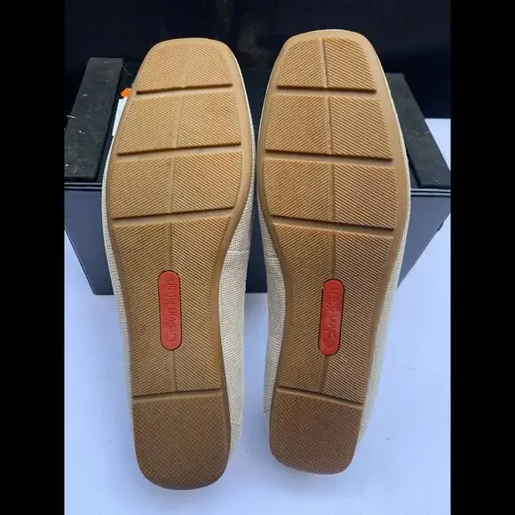 Calvin Klein Women's Size 9 Shoes Ricki Mini Square Chain Toe Slip On Flats Tan - Picture 8 of 14